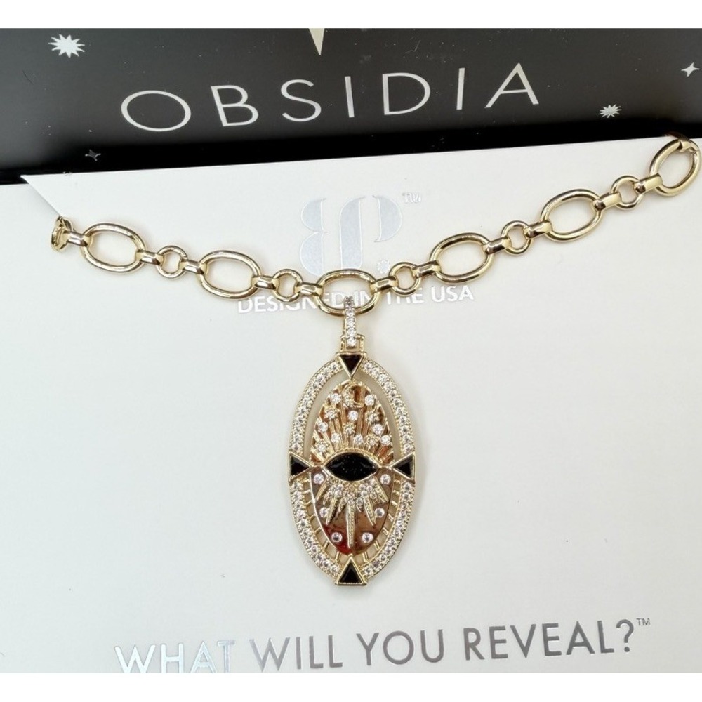 Bomb Party Obsidia The Takeover Necklace NK85463 Gold Plated Onyx Sandstone NEW